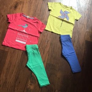 Mini Boden Sets, 2 tops w/2 leggings. Size 4-5